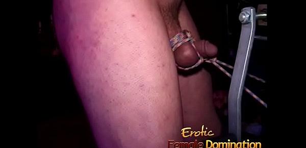  Dominant babes join forces to dominate a helpless guy in the dungeon